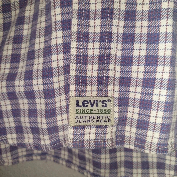 Levi’s Button Shirt Plaid White & Blue  Sz Medium 90’s Vtg - Picture 5 of 10